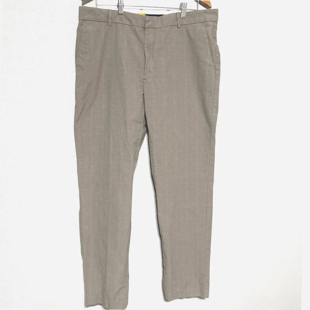 Tommy Hilfiger Mens 36x32 Tan Glen Plaid Dress Pants Khaki Trousers Slacks‎